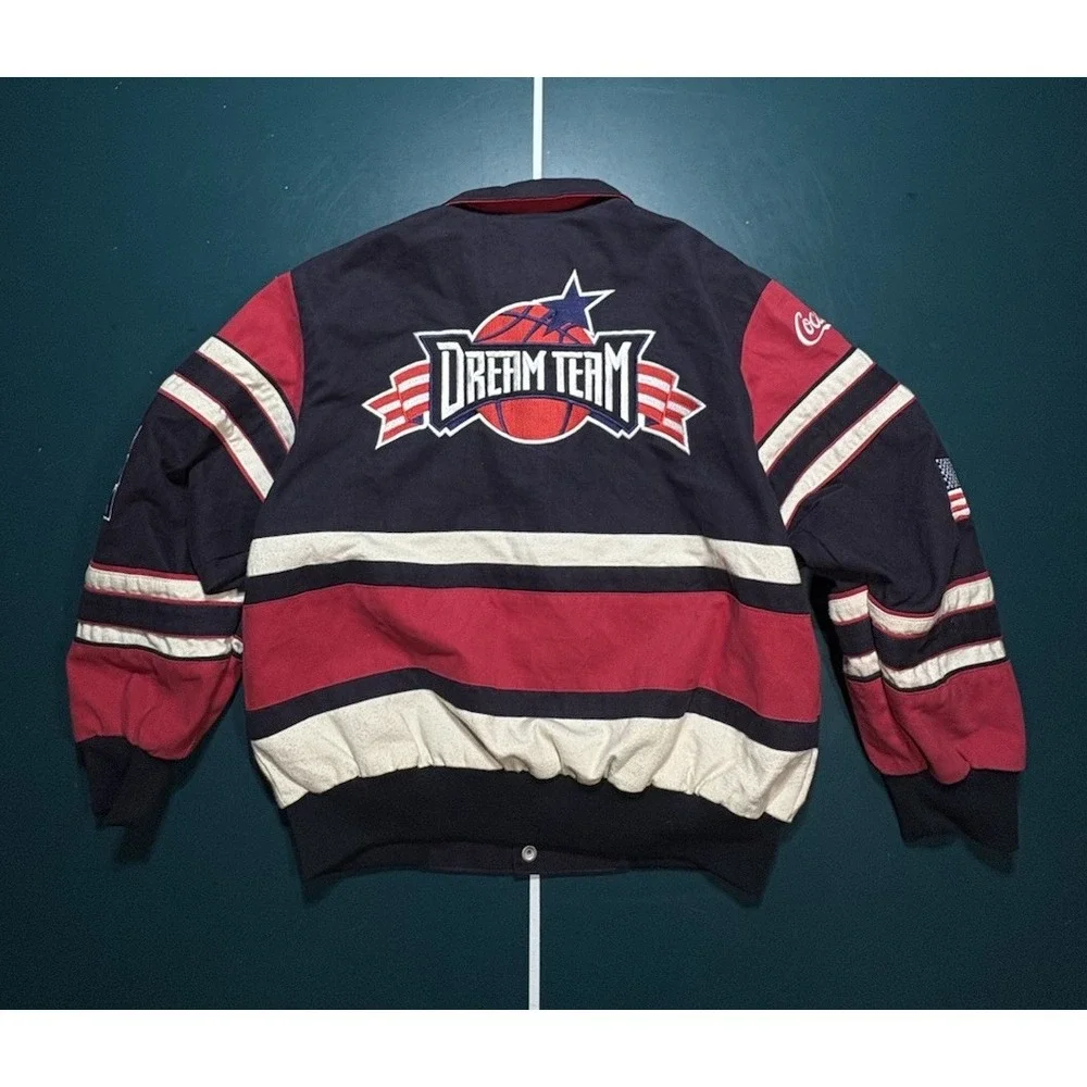 Vintage 1992‎ Jeff Hamilton USA Basketball Dream Team Bomber Jacket Large Rare